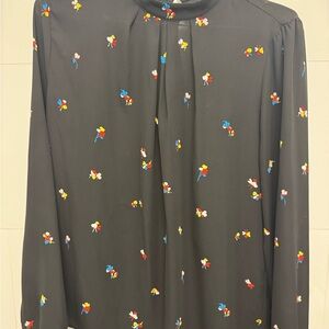 Halogen Black Blouse with Red and Gray Accents